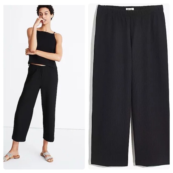 Madewell Ribbed Pull-On Pants Woman's Size L Black NWT - Picture 1 of 11